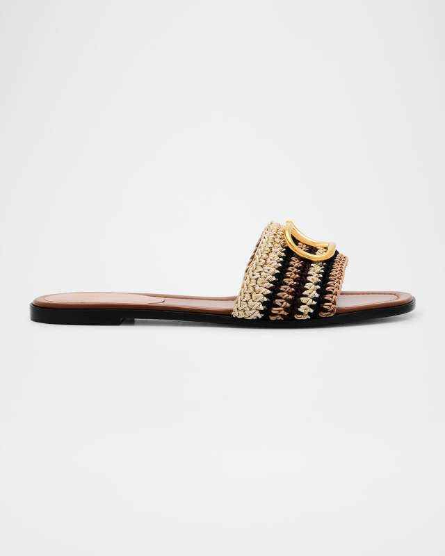 VLogo Crochet Flat Slide Sandals